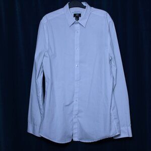 H&M White Dotted Dress Shirt Slim Fit Large